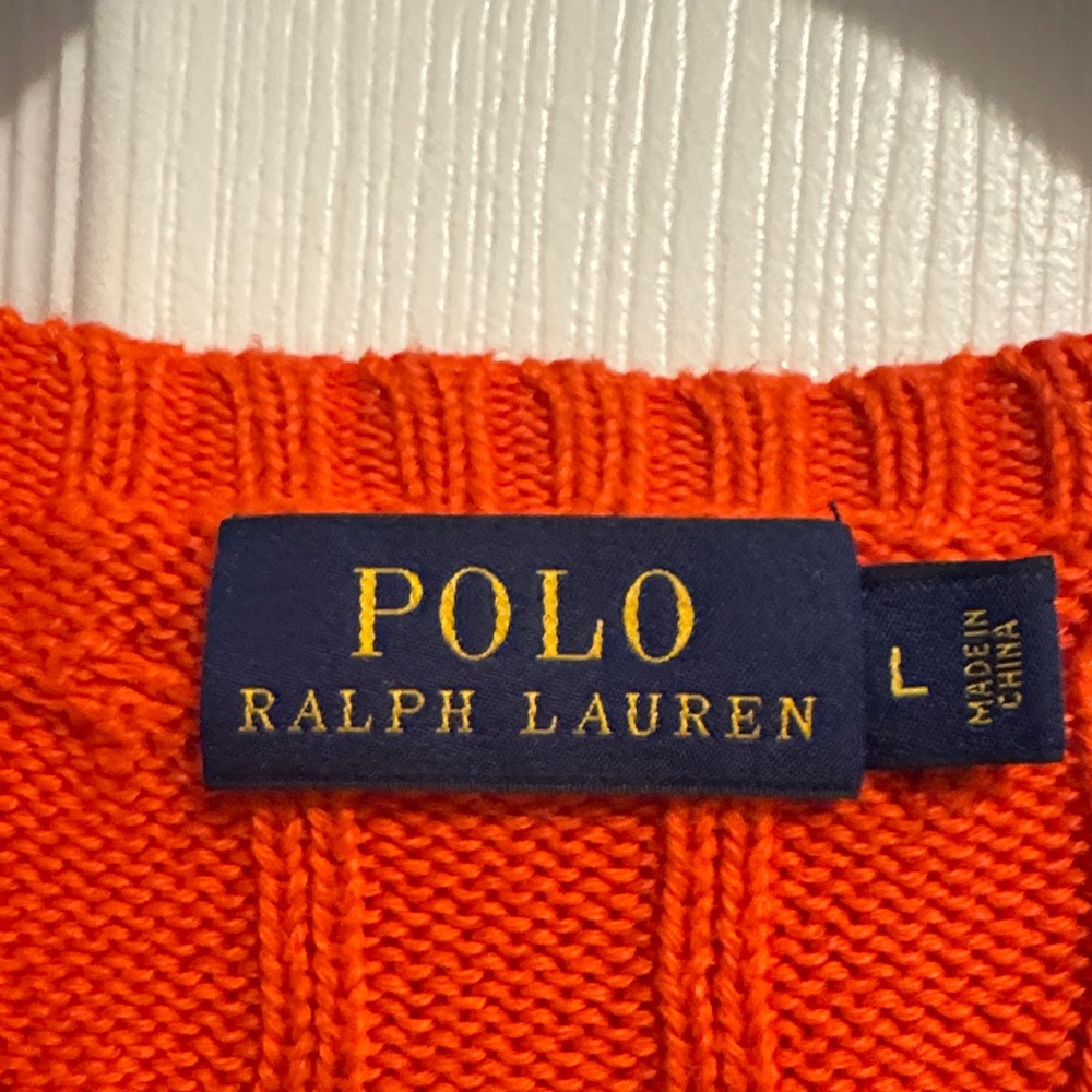 Polo by Ralph Lauren Women’s Vibrant Orange Crewneck Sweater Size Large. - Picture 2 of 7